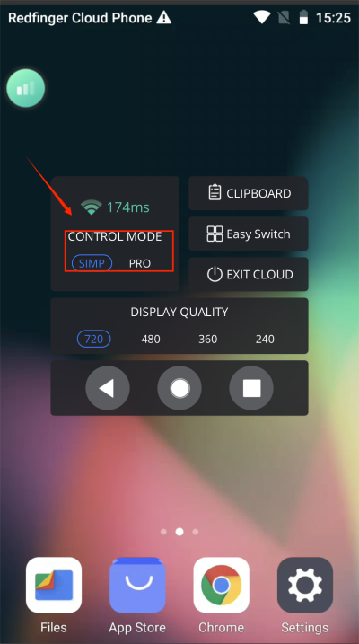 switch control mode, redfinger cloud phone